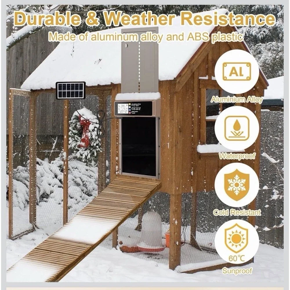 Automatic Chicken Coop Door Solar Powered with Timer & Light Sensor New In Box